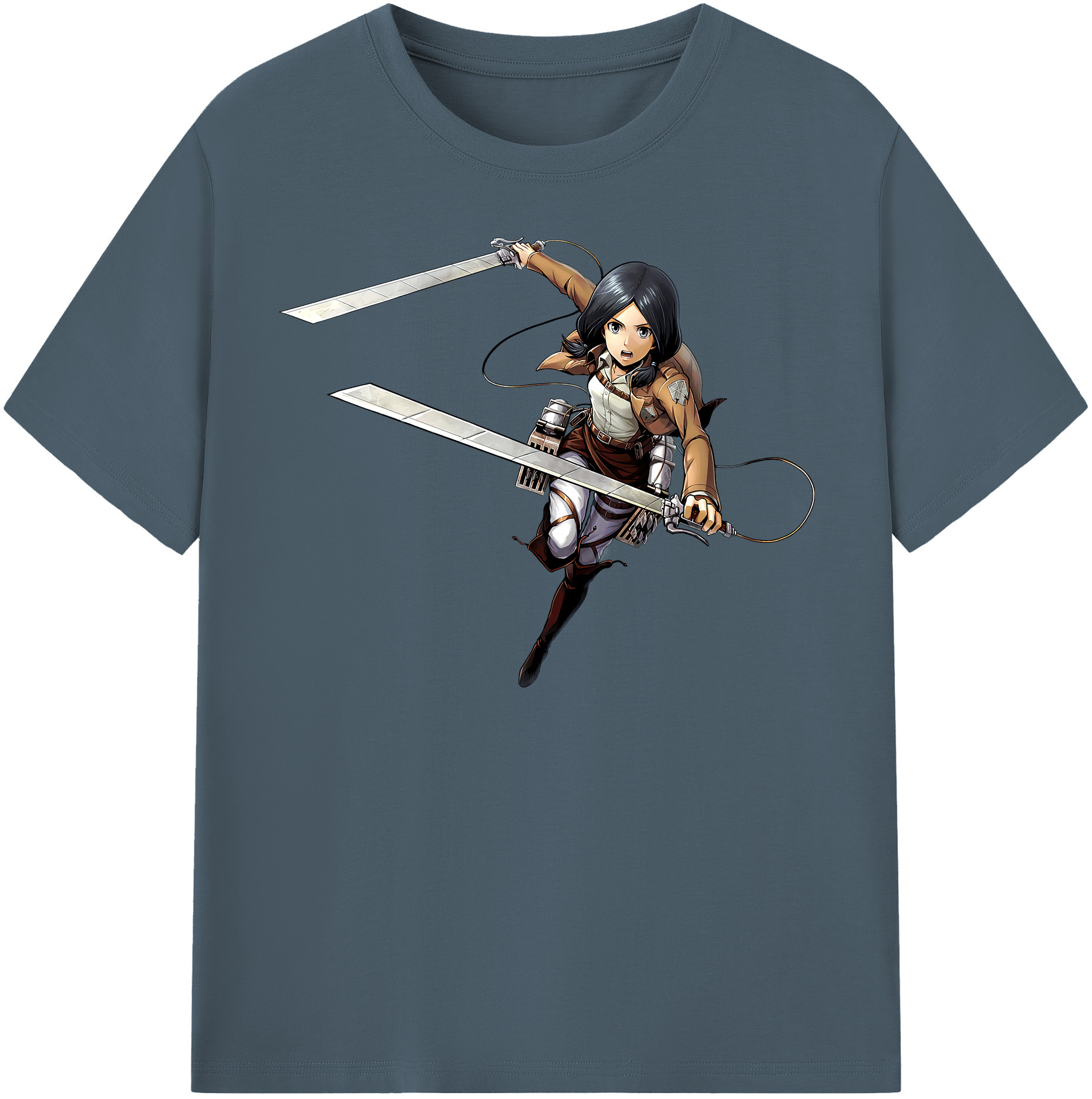 （画像用） 進撃の巨人 ミカサ·アッカーマン Attack on Titan Mikasa Ackerman 綿100％半袖Tシャツ（フロントプリント）